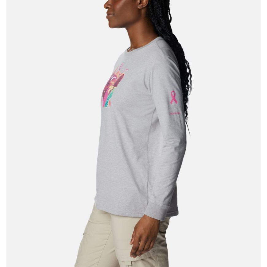 ウィメンズ テスト済み タフ イン ピンク グラフィック ロング スリーブ ティー Ii コロンビア グレー ヘザー/ラブイズ リボン コロンビア