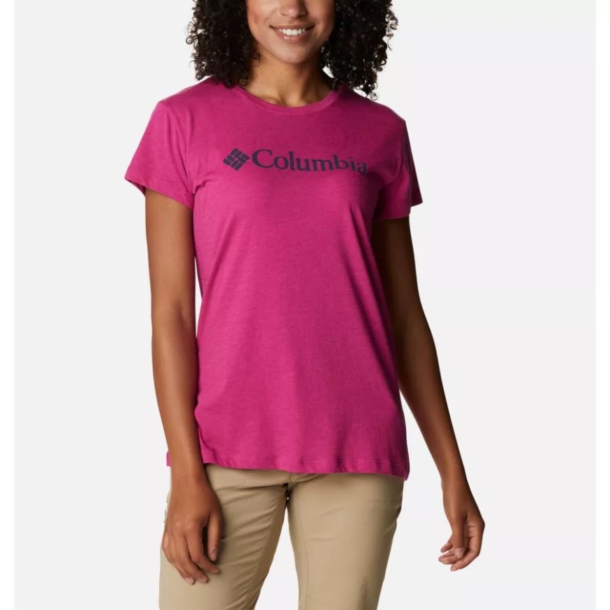 レディース トレック カジュアル グラフィック Tシャツ ワイルド フクシア ヘザー/ジェム コロンビア コロンビア