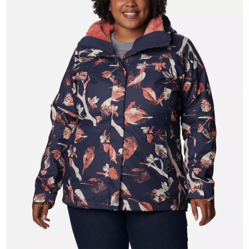 レディース トンネル フォールズ インターチェンジ ジャケット プラスサイズ コロンビア ノクターナル トピアリー プリント