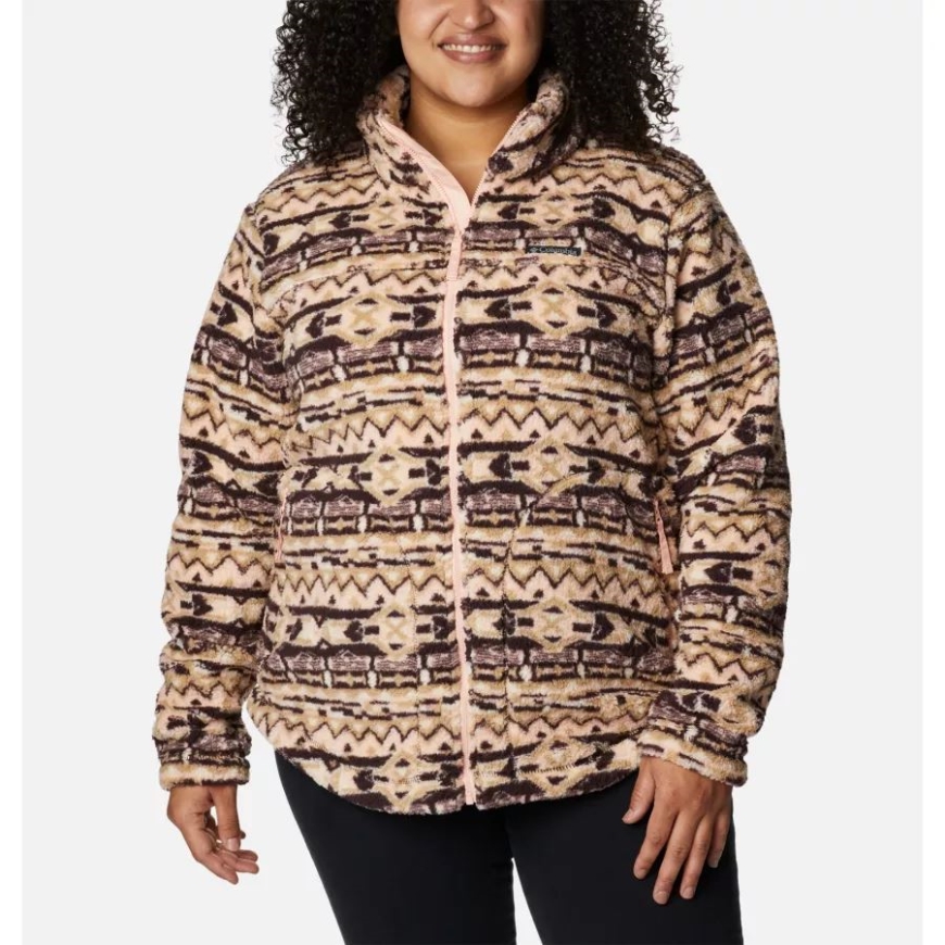 レディース ウエスト ベンド フルジップ フリース ジャケット プラス サイズ 新品 シンダー 80年代 ストライプ プリント コロンビア