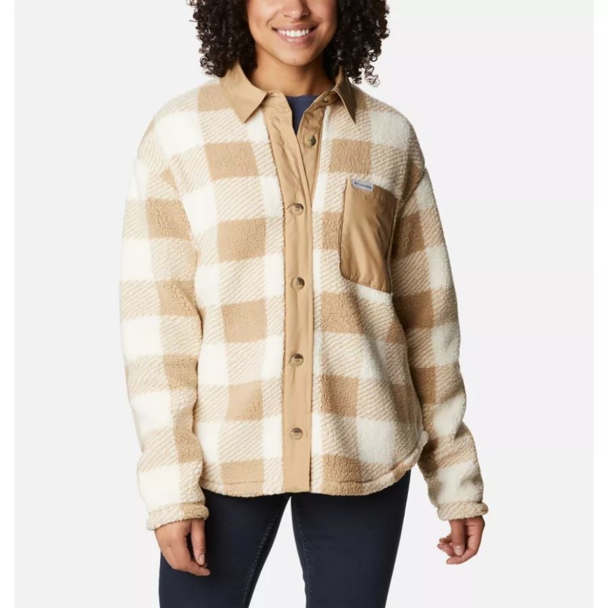 レディース ウェストベンド シャツ ジャケット ビーチ チェック プリント コロンビア