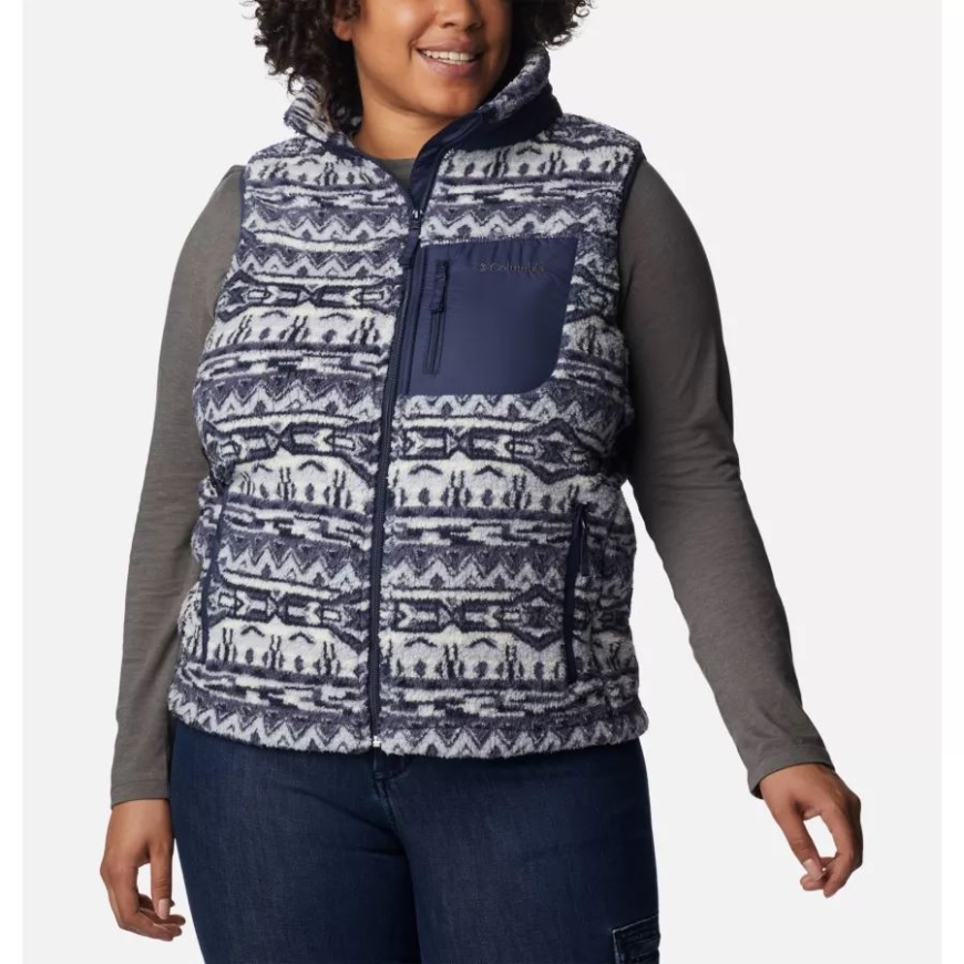 レディース ウエスト ベンド ベスト プラスサイズ コロンビア 夜行性 80年代 ストライプ プリント