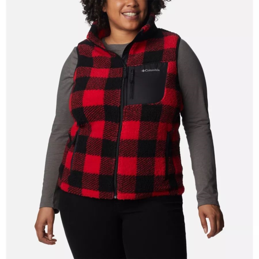 レディース ウエスト ベンド ベスト プラス サイズ レッド リリー チェック プリント コロンビア