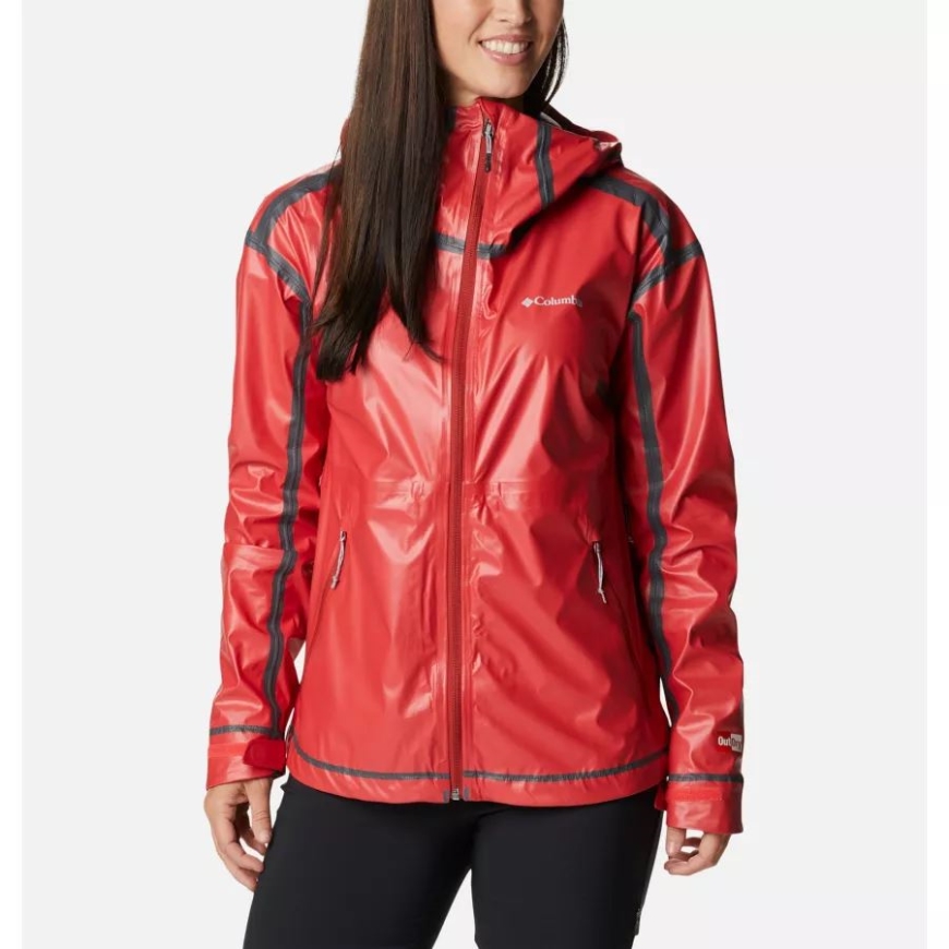 レディース ワイルドレイン ウォータープルーフ シェル ジャケット レッド ハイビスカス コロンビア