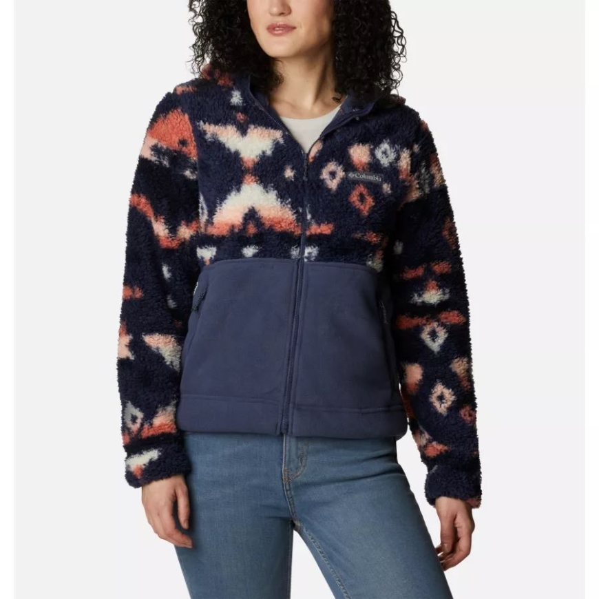 レディース ウィンター パス シェルパ フード付きフルジップ フリース ジャケット ノクターナル ロッキー Mt プリント/ノクターナル コロンビア